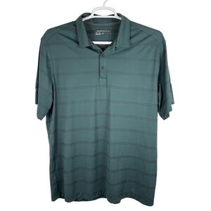 Nike Polo Shirt Mens‎ XL Green Stripe Golf DriFit Dual Pocket Larry Miller